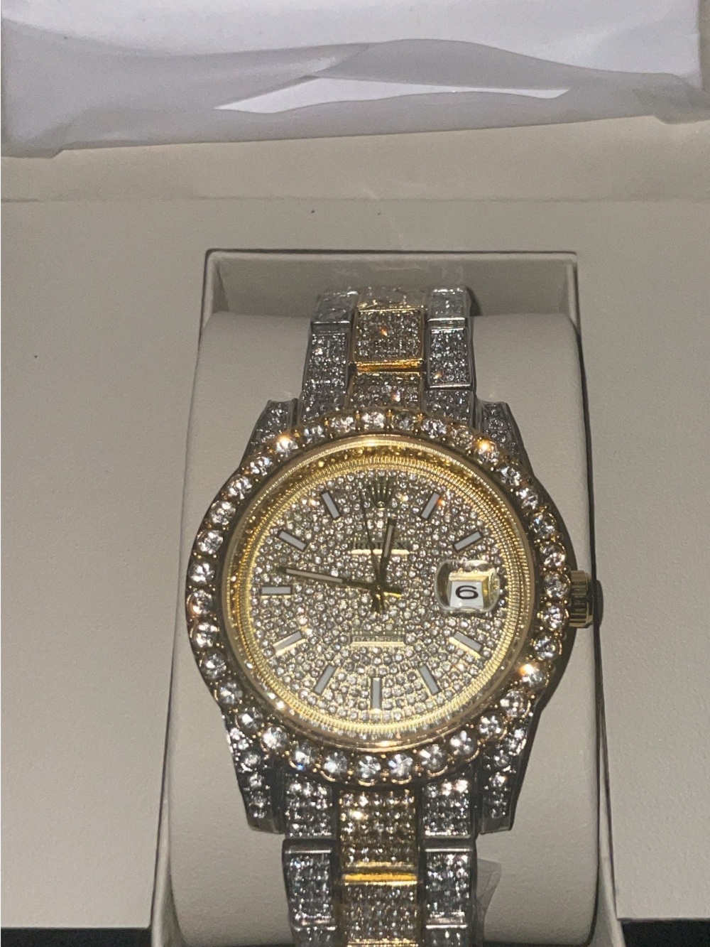 Women's Gold and Silver Pavé Diamond Watch - Elegant Dress Timepiece